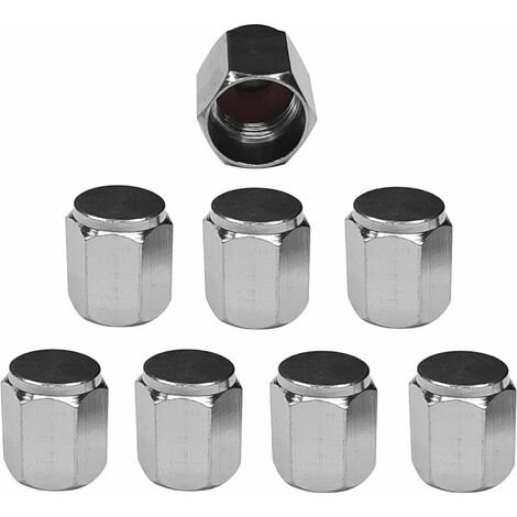 8x capuchon de valve schrader acier chromé bouchon anti poussière cyclo moto scooter auto quad tracteur, modèle 2