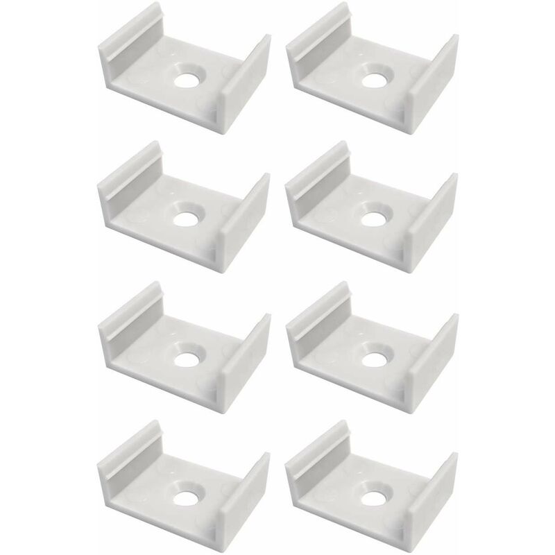 Cyclingcolors – Lot de 8 clips de fixation pour profilé LED 26 x 20mm – Plastique gris – Installation propre et esthétique – Pour éclairage chambre