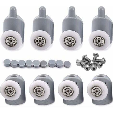 8x Einstellbare Rolle Dual Roller Caster Rad Dusche Tür Badezimmer 25mm