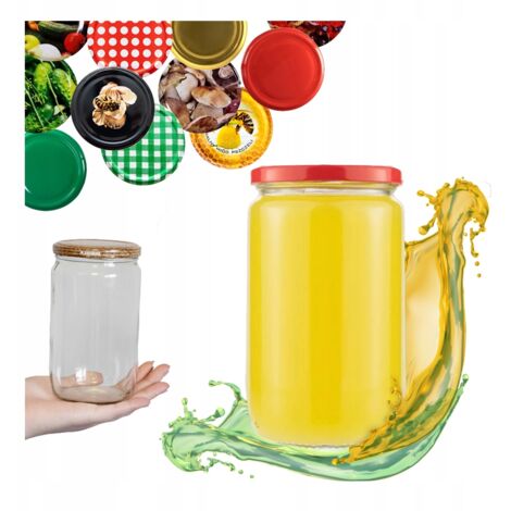 8x FRANKO Glas 720ml Marmelade, konserviert Säfte, Gurken, Pasteten + Deckel 82