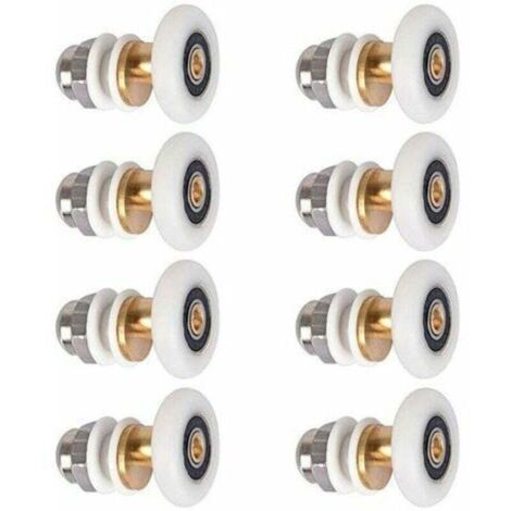 8x Galet Rouleau Roulette Roue Porte de Douche Coulissant Salle de Bain 19mm Haut Bas