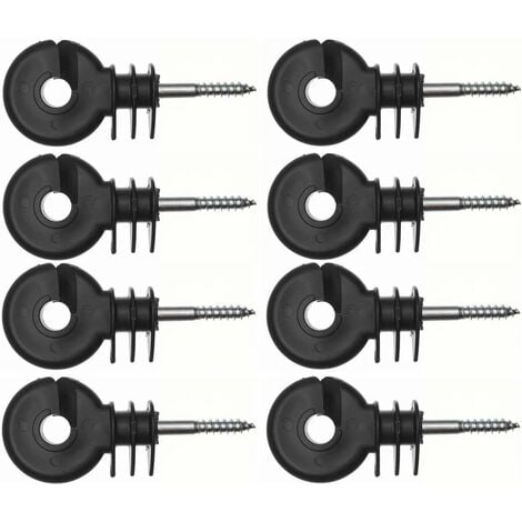 8x isolateur cloture électrique 6x40 universel noir à visser dans piquet bois fil corde cordon bétail chèvre poule chevaux chien
