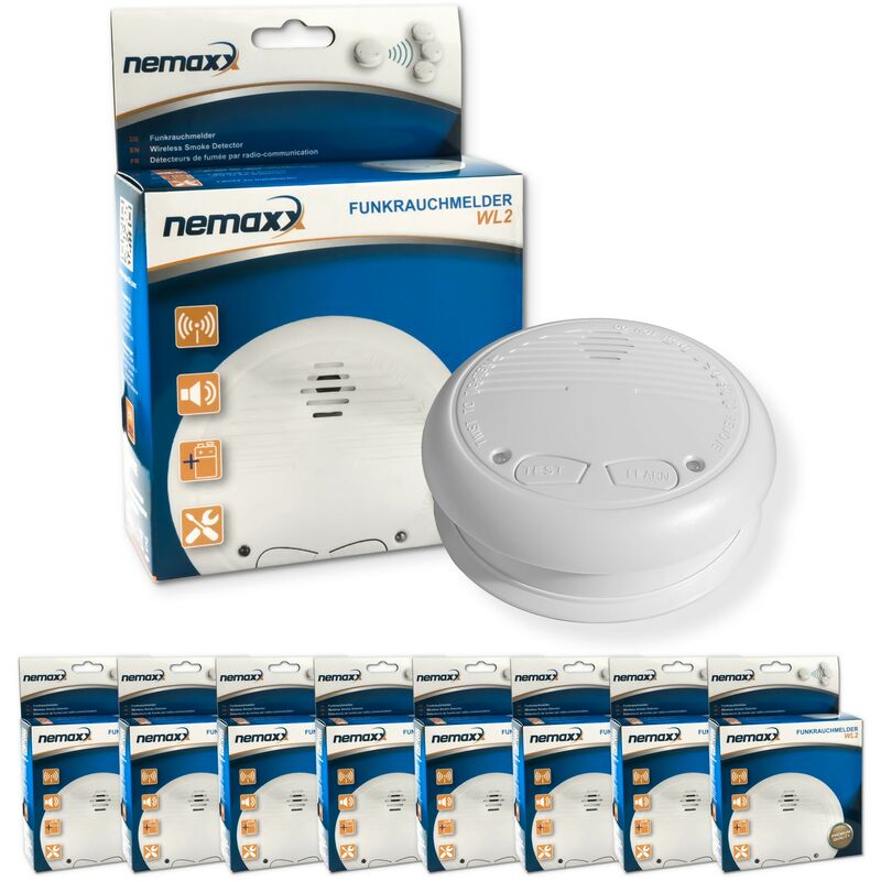 

8x Nemaxx WL2 detectores de humo inalámbricos - con DIN EN 14604