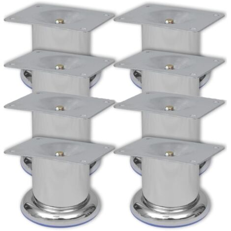8x Patas de sofá redondas cromadas 60 mm