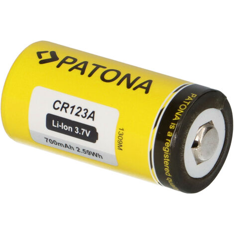 8x PATONA Li-Ion 3,7V Akku CR123A 700mAh 2,59Wh + Lader
