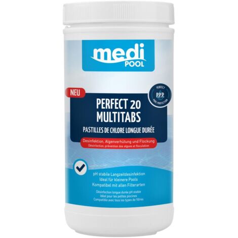 8x Perfect 20 Multitabs Poolpflege 1kg Dauerdesinfektion Algenverhütung Flockung