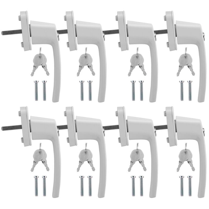 Poignée de fenêtre Design verrouillable Alu Métal Poignées de fenêtre Poignée de porte Serrure blanc 8X