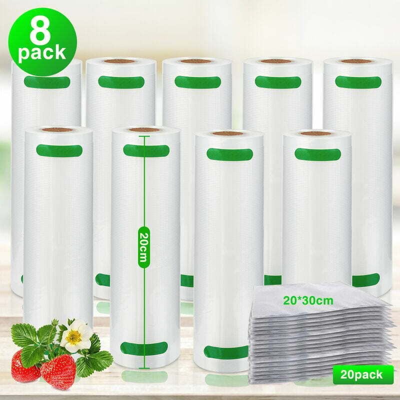 8x rouleaux sous vide sacs sous vide 20 x 600 cm film sous vide film sous vide scellant sous vide + 20x sacs