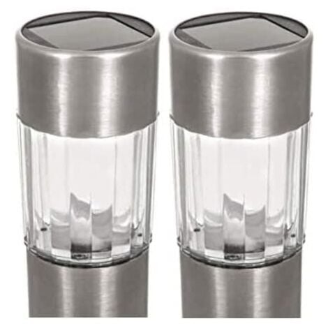 8x Solar LED Garden Lights, Stainless Steel Stake Lighting