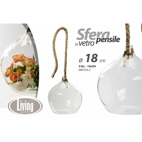 8x Sphère en verre suspendue découpage cérémonies porte-plantes cm 18