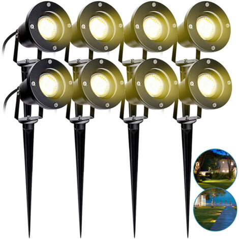 8X Spot de jardin LED spot extérieur LED blanc chaud IP65 lumière de jardin 4W GU10 pré pour extérieur pré de jardin