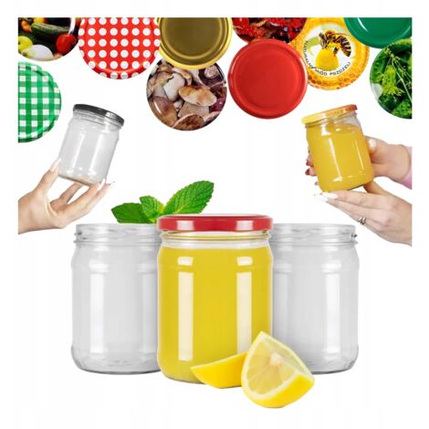 8x Tarros de Cristal 450ml SIMPLE para MERMELADA MIEL PEPINOS CONSERVAS EN TARRO DE VIDRIO