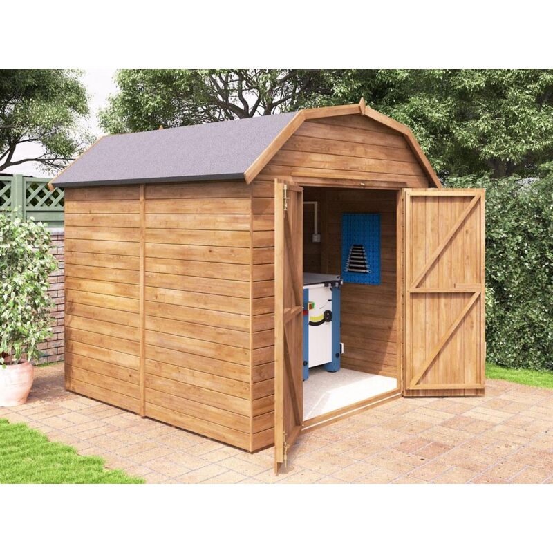 8x8 Dutch Barn Style Garden Shed Tool Storage Workshop Heavy Duty Pressure Treated Timber with Roof Felt