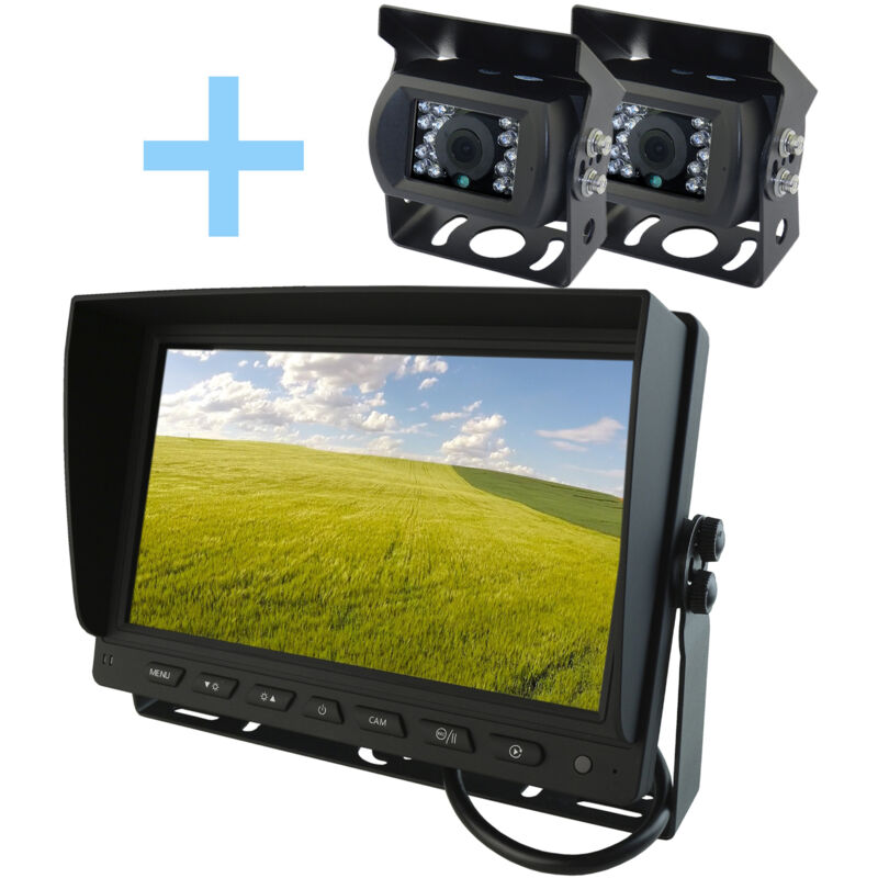 Image of Yatek - 9' ahd Monitor Rear View Camera Kit + 2 x 1080P telecamere posteriori per il parcheggio