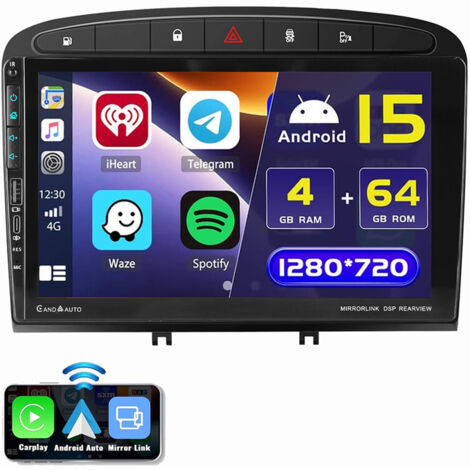 9" Android 15 Carplay Autoradio GPS Type-C Pour Peugeot 408 308 SW 2007-2013 2+32G
