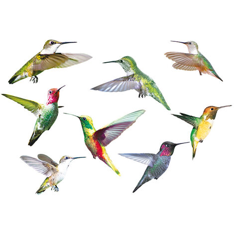 9 beaux oiseaux colibris Stickers muraux volants colibris amovibles pour chambre salon Art décoration d'intérieur，