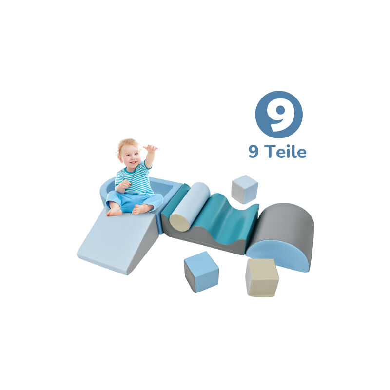 9 blocs tlg pour jouer et grimper. Blocs pour enfants. Escaliers, toboggans et piscines à balles pour enfants, idéales pour les enfants d'âge