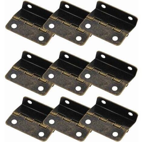 9 charnières demi-surface,Charnières de porte décalées et d'armoire, quincaillerie semi-dissimulée à trois volets rétro [Bronze]