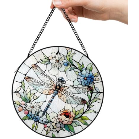 9 cm Attrape-soleil en verre coloré fleurs décoratives, panneau fenêtre suspendu, cadeau femme homme