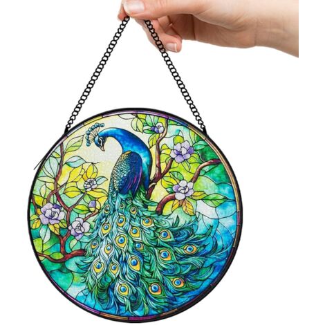 9 cm Attrape-soleil en vitrail fleurs oiseaux abeille, décoration maison jardin, cadeau pour maman