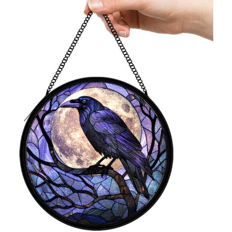 9 cm Décoration attrape-soleil vitrail fleurs papillons oiseaux, panneau fenêtre, cadeau pour maman