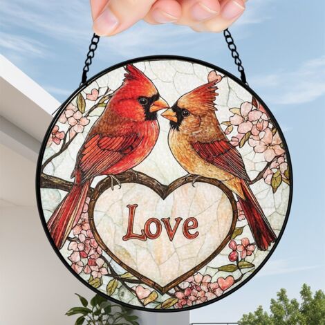 9 cm Décoration vitrail fleurs oiseaux abeille, attrape-soleil suspendu pour fenêtre, cadeau anniversaire femme