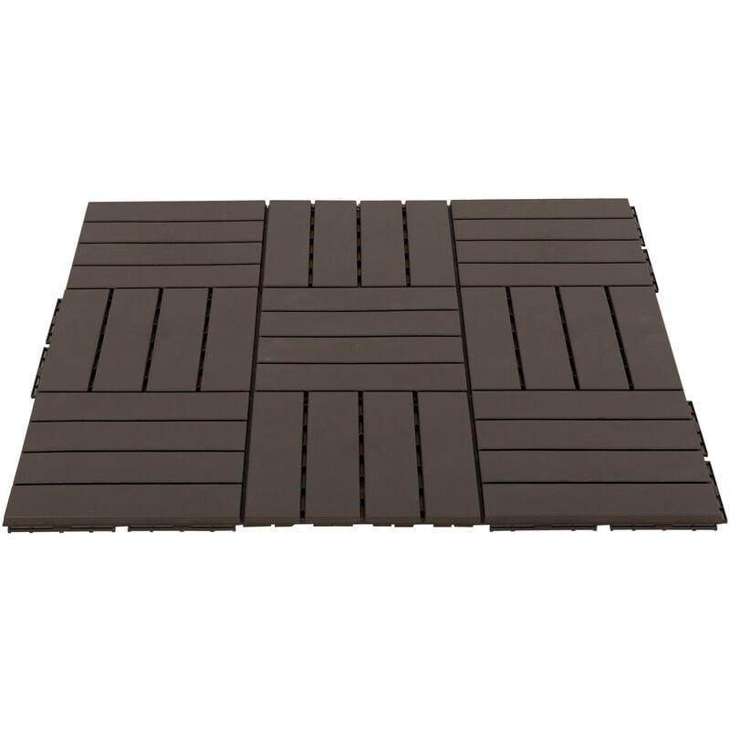 MH - 9 dalles de terrasse caillebotis emboîtables 30 x 30 cm balto chocolat