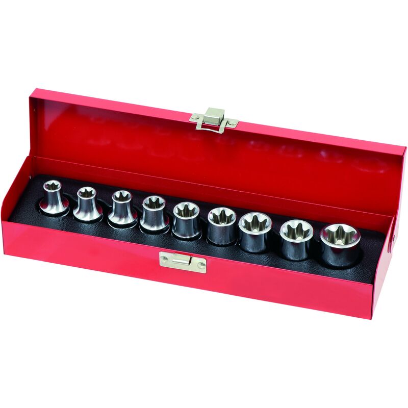 Drakkar Equipement - coffret 9 douilles torx E10 à E24 - 1/2' - drakkar 10759