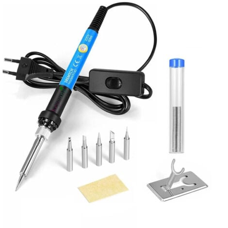 SWYEOOT 9 en 1 Kit, 5 pointes de fer à souder, fil à souder, Support de fer à souder, Temperature Réglable 200-450℃, Fer a Souder [Upgraded] Fer a Souder Etain de Précision avec Interrupteur ON/OFF