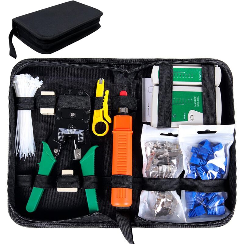 Rnemitery - Testeur de réseau professionnel 9 en 1 Kit d'outils de réparation de câbles réseau Kit d'outils de maintenance réseau Testeur lan