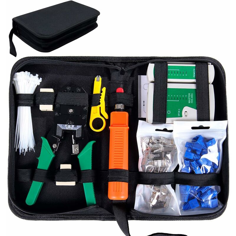 Swyeoot - 9 en 1 Professional Testeur de Network Réseau Câble Kits d'Outils de Réparation d'Ordinateur Net Maintenance de Testeur de Câble lan,