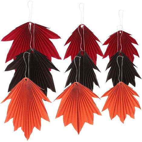 9 éventails en papier à feuilles d'érable d'automne, décorations à suspendre