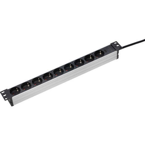 9-fach Steckdosenleiste RACK 3m 230V für 19" Netzwerkschrank IP20