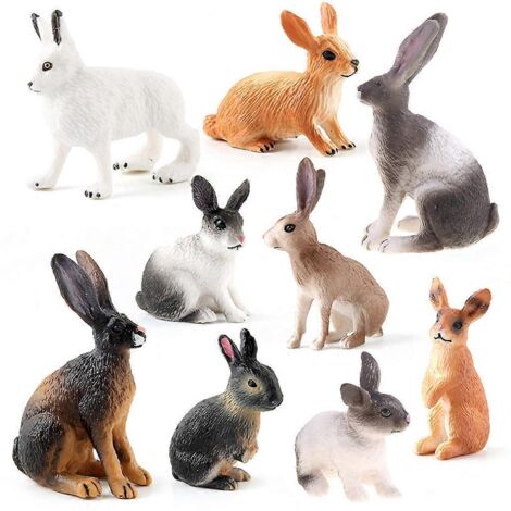9 figurines lapin blanc statuette année du lapin décoration chambre salon modèle miniature porte-bonheur