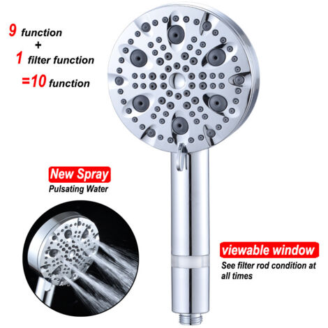 9 Funktion Booster Beauty Filter Dusche mit Schlauch mit Lanze Dispenser, galvanisiert, Hand Held Large Shower.
