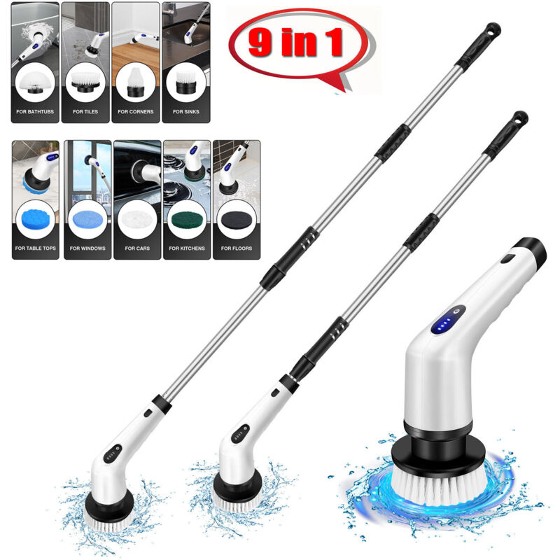 Dayplus - 9 Heads Electric Spin Scrubber Scrubtastic Rechargeable Cleaning Mop Household