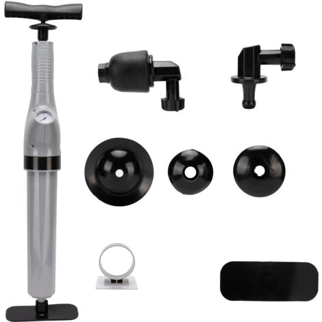 9-in-1-Luftdruck-Pümpel-Set für Toilette, Waschbecken und Abfluss – Abflussreinigungszubehör, Grau