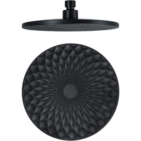 9-inch Round Shower Head, Fixed ABS Rain Shower Head, Water Saving, High Pressure, G1/2" Connection, Black