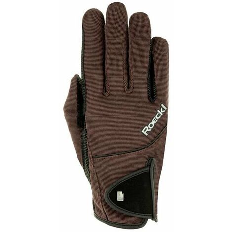 9, Noir: Gants d'équitation pour femmes Roeckl modèle Milano avec dos bi-élastique en spandex