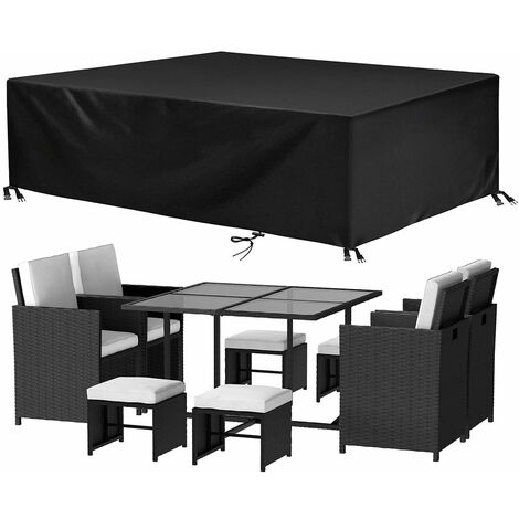 9 PCS Garden Furniture Set 8 Seater Rattan Dining Set Outdoor Table Chairs with Protective Cover