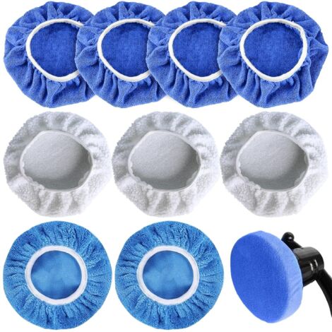 9 pezzi di cuffie per lucidatura auto, 220 mm-250 mm, per lucidatura auto, ceretta (3 in peluche + 4 in microfibra + 2 in pile corallo)