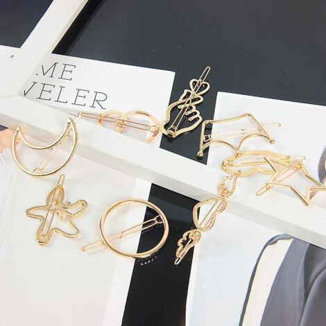 9 Pices Accessoires De Cheveux Mignons Pour Femmes Pinces Cheveux Pour Cadeau De Fte De Mariage Filles, Or Et Argent