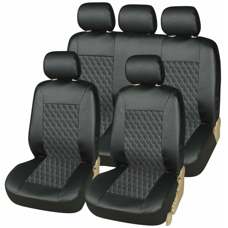 9 pièces pour siège de voiture 5 places couvre coussin de siège en cuir PU universel tapis protecteur antidérapant