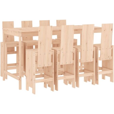 9 Piece Garden Bar Set Solid Wood Pine vidaXL