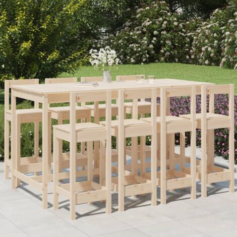 9 Piece Garden Bar Set Solid Wood Pine vidaXL
