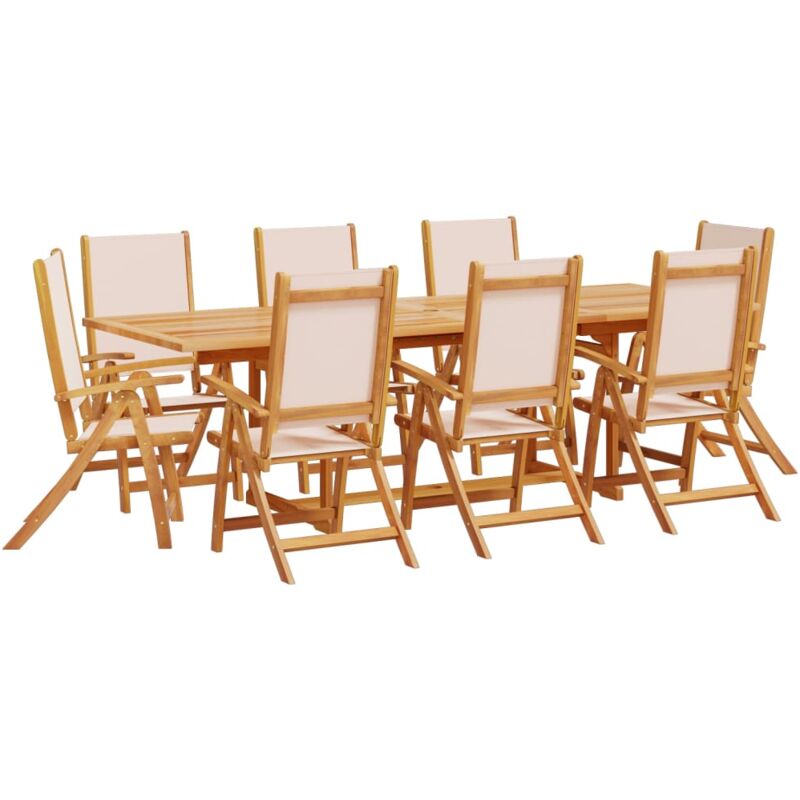 9 Piece Garden Dining Set Solid Wood Acacia And Textilene Vidaxl