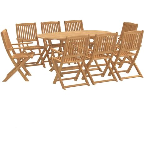 9 Piece Garden Dining Set Solid Wood Acacia vidaXL