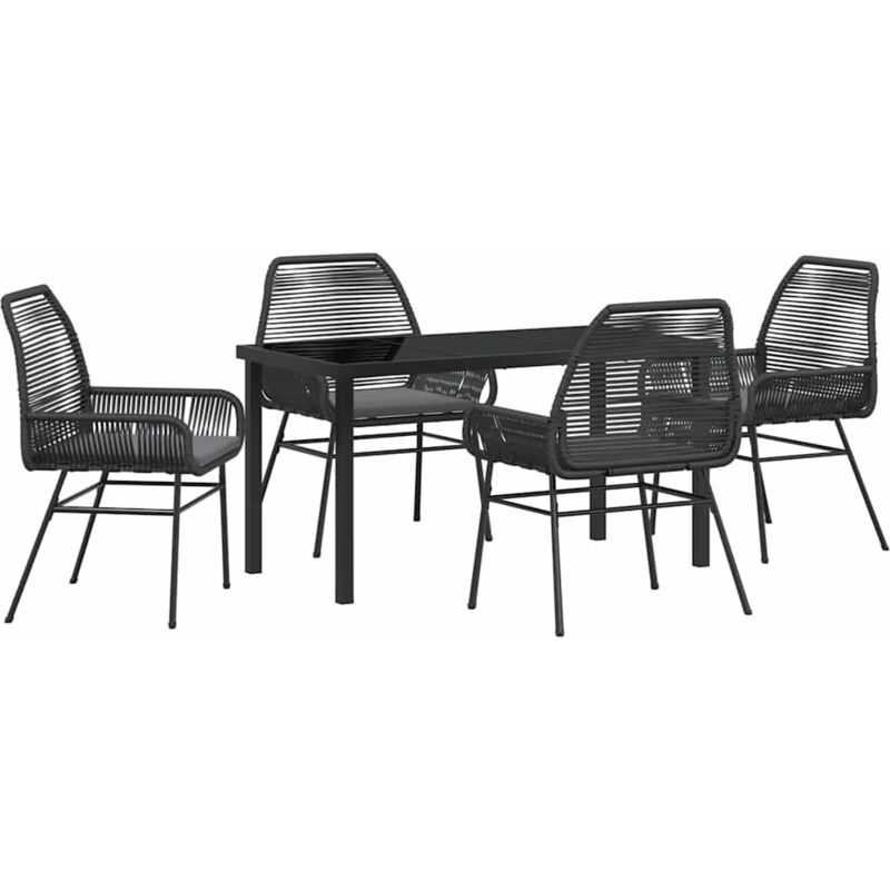 Garden Dining Set 5 Pcs Black Poly Rattan Vidaxl