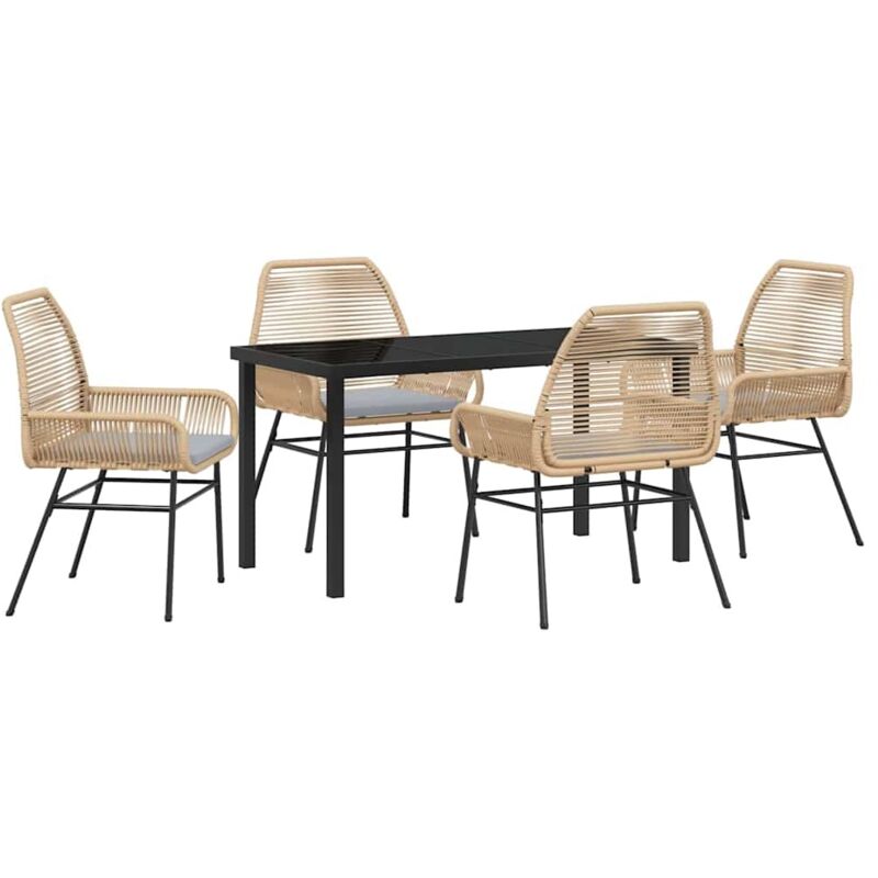 Garden Dining Set 5 Pcs Brown Poly Rattan Vidaxl
