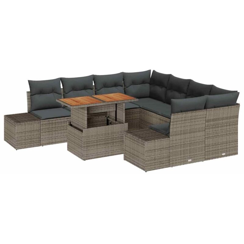 Vidaxl - Garden Dining Set Manual 9 Pcs Grey, Brown 100 X 55 X 73 Cm